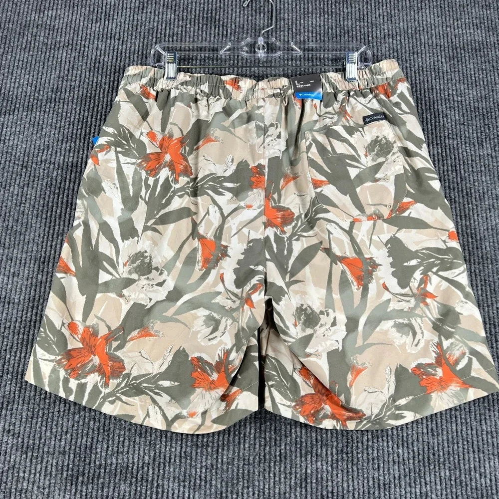 Columbia Summer Dry Shorts Mens Large Green‎ Floral Lined Swim Beach Ocean New